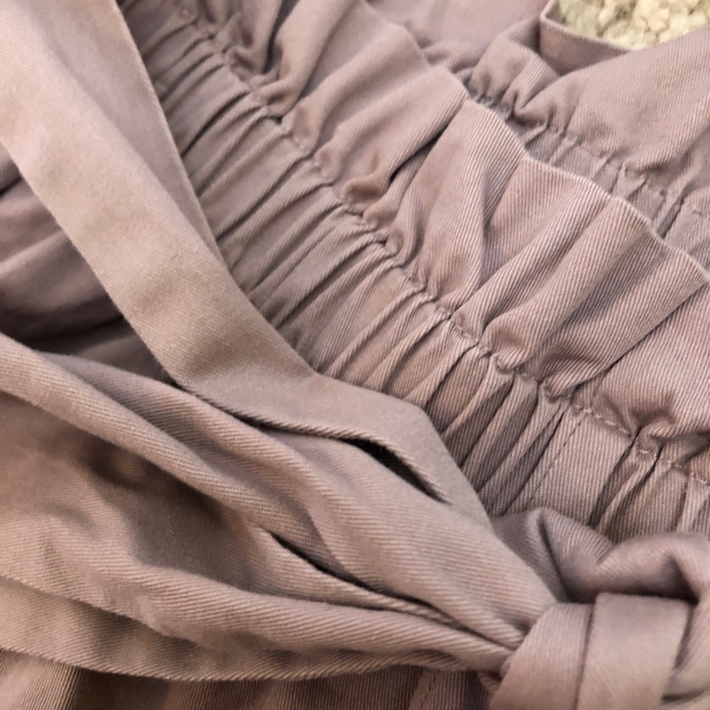 light purple ruffled shorts